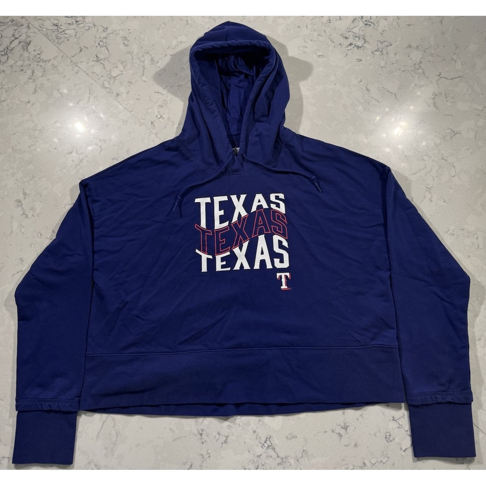 Campus Lifestyle Texas Rangers Womens Large Blue Cropped Hoodie MLB Pullover